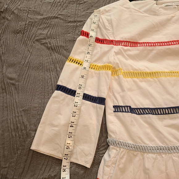 English Factory Chick Women Ladder  Lace 3/4 Sleeves 100% Cotton Shirt Size XS - Picture 3 of 8